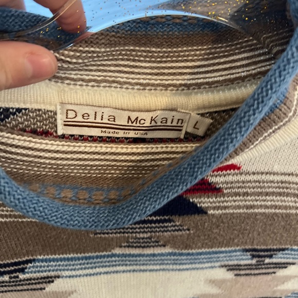 Vintage Delia McKain VTG Tribal Southwest Aztec Sweater - Picture 3 of 3